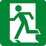 sign keywords :  door doors emergency evacuation evauation exit green man white