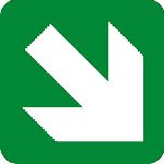 sign keywords :  arrow arrows direction directional directions down evacuation evauation exit fire green way white