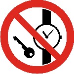 Articles métalliques ou montres interdits signe