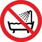 Ne pas utiliser ce dispositif dans une baignoire, une douche ou dans un réservoir rempli d'eau signe