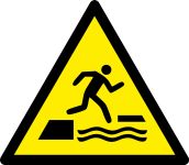 Falling into water when stepping on or off a floating surface 