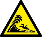 high surf or large breaking waves 